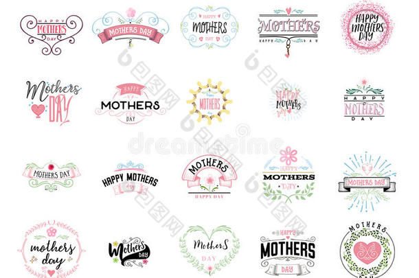 徽章作为设计-母亲节的一部分。贴纸，邮票，商标-手工制作。