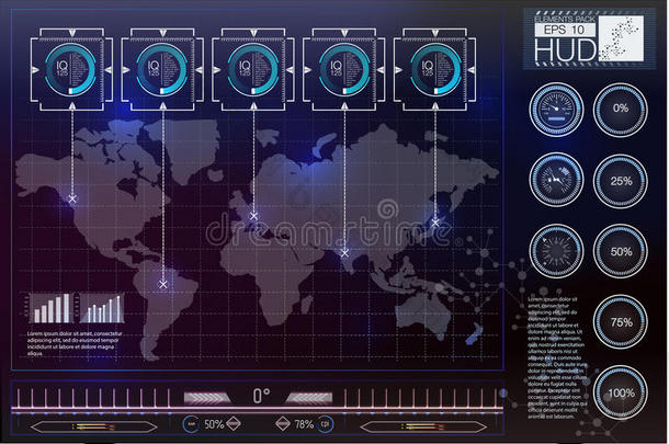 未来主义的用户<strong>界面</strong>。 哈德UI。 抽象虚拟图形触摸用户<strong>界面</strong>。 哈德背景外层空间。