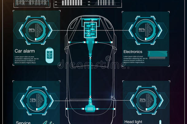 未来主义的<strong>用户</strong>界面。 哈德UI。 抽象虚拟图形触摸<strong>用户</strong>界面。 汽车信息图。 矢量科学摘要。