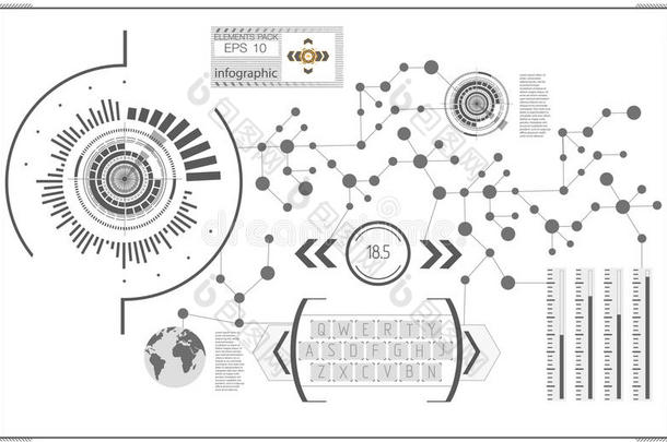 未来主义的用户<strong>界面</strong>。 哈德UI。 抽象虚拟图形触摸用户<strong>界面</strong>。 哈德背景外层空间。