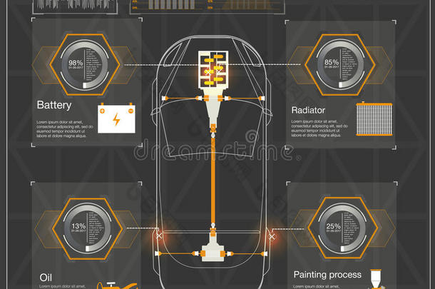 未来主义的用户界面。 哈德<strong>UI</strong>。 抽象虚拟图形触摸用户界面。 汽车信息图。 矢量科学摘要。