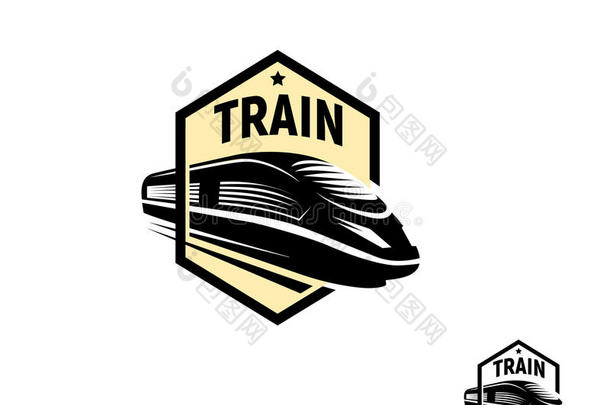 白色背景上的方形标志抽象黑色列车，单色现代铁路运输标志型