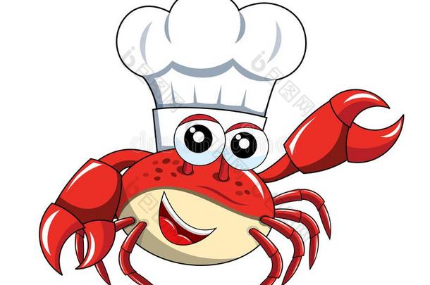 螃蟹厨师吉祥物展示孤立