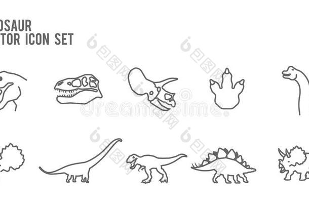 恐龙骨架化石矢量图标集