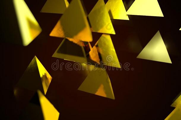 抽象的背景和金色的金字塔.数字的背景幕布