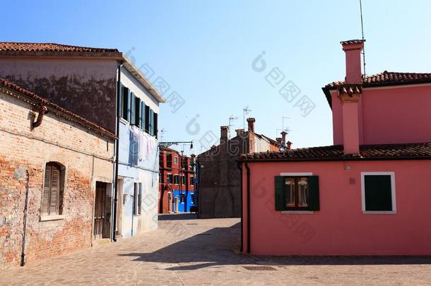 传统的布拉诺有色的住宅,威尼斯