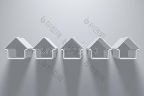 3英语字母表中的第四个字母说明-5白色的房屋轮廓和光在上面向