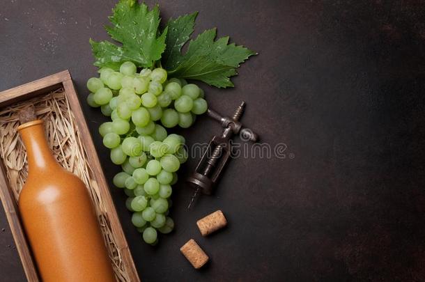 葡萄酒瓶子和葡萄