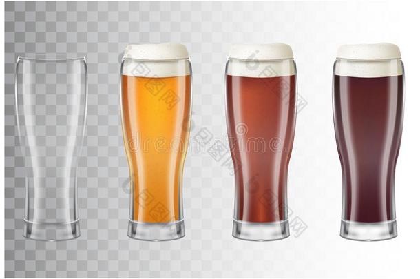 放置关于现实的<strong>身材</strong>高的啤酒眼镜和不同的主要的类<strong>型</strong>关于