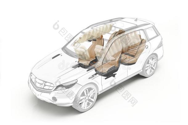 多功能运动车技术的绘画展映席位和安全气袋.