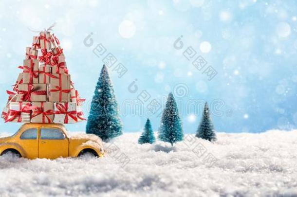 红色的汽车汽车rying圣诞节礼物