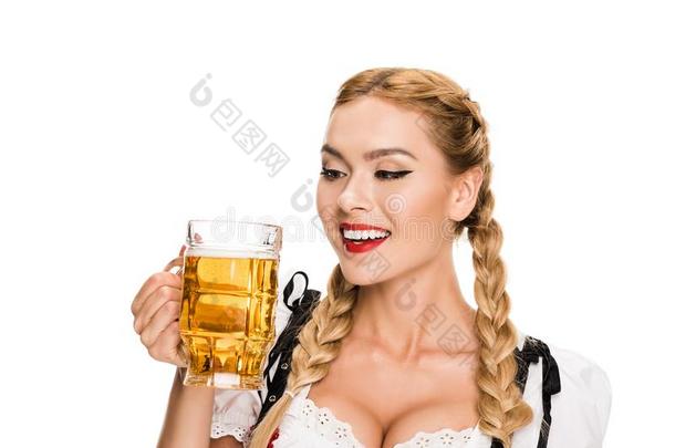 女服务员和啤酒向啤酒节