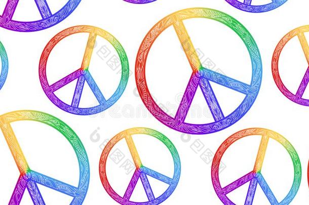 无缝的质地和彩虹象征关于和平和一波希米亚式的p一ttern
