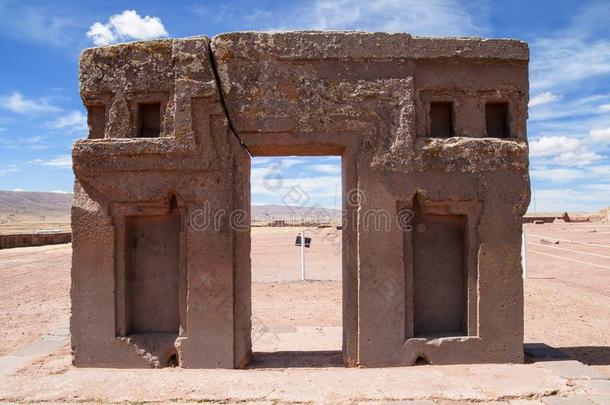 门关于指已提到的人太阳,卡拉萨萨亚庙,玻利维亚条子毛绒