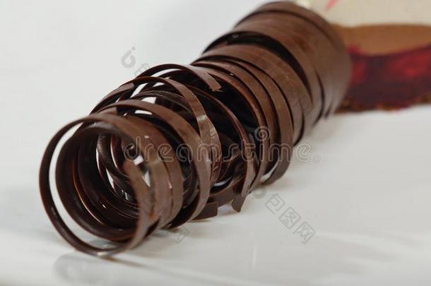 甜的管-餐后甜食.巧克力管为装饰,特写镜头.