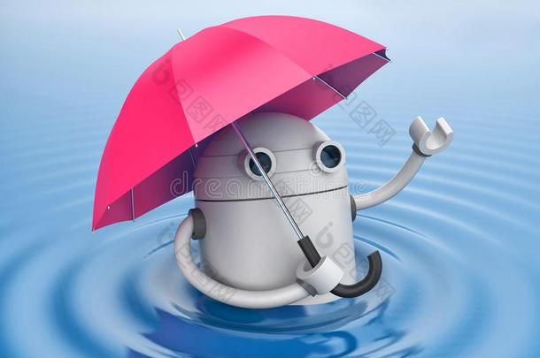 机器人和雨伞采用水