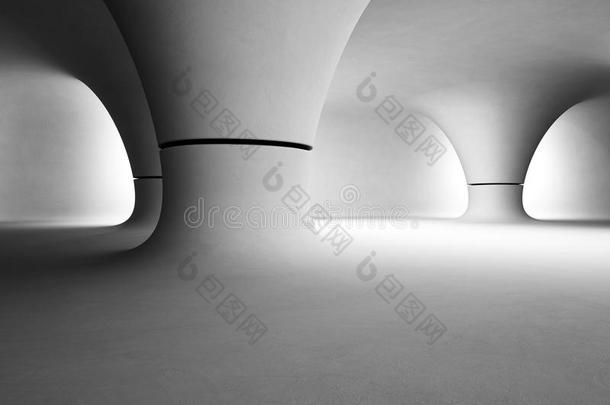抽象的内部设计关于现代的陈列室和空的灰色弗洛