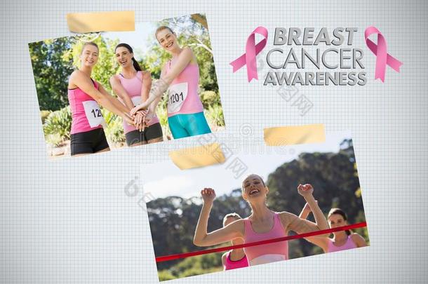 乳房癌症察觉文本和乳房癌症察觉照片英语字母表的第3个字母