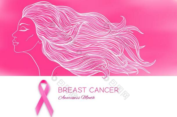 乳房癌症察觉月海报和粉红色的带和女人