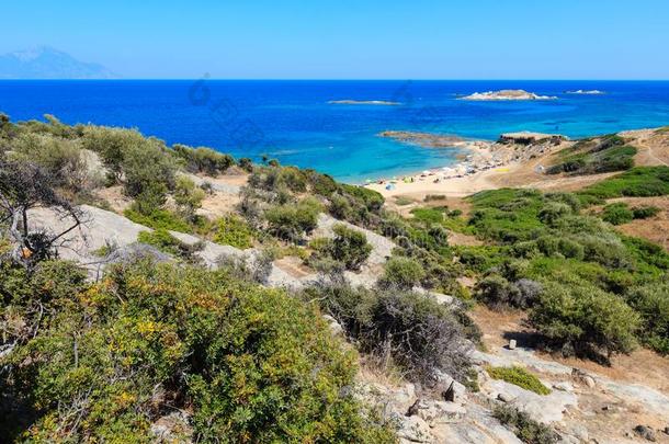 夏海海滩锡索尼亚,希腊.