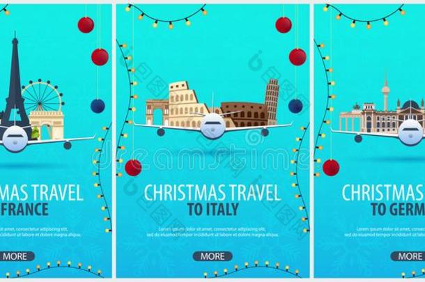 放置关于圣诞节旅行招贴向法国,意大利,德国.温特