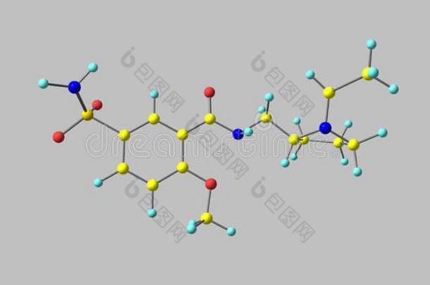 Sulpiride分子的结构隔离的向灰色的