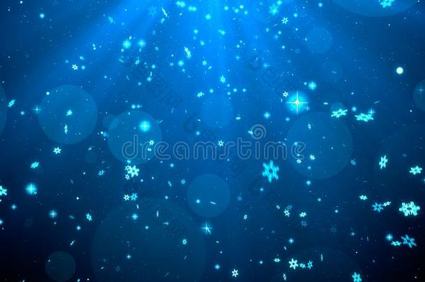 圣诞节背景<strong>蓝色主题</strong>和雪花,发光的家畜的肺脏采用