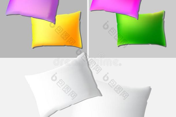 矢量现实的空白的白色的矩形的枕头或垫偶像