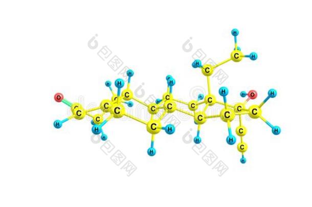 乙羟基二降<strong>孕</strong>甾烯炔酮分子的结构隔离的向白色的