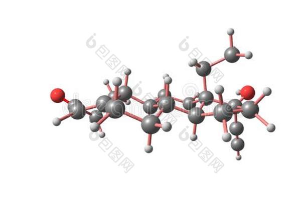 乙羟基二降<strong>孕</strong>甾烯炔酮分子的结构隔离的向白色的