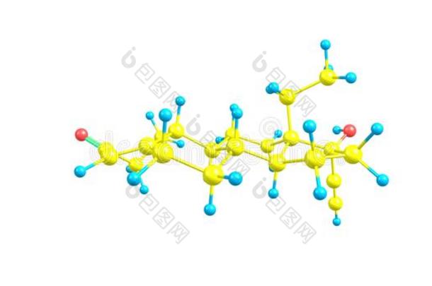 乙羟基二降<strong>孕</strong>甾烯炔酮分子的结构隔离的向白色的