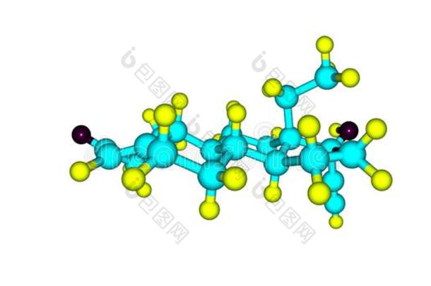 乙羟基二降<strong>孕</strong>甾烯炔酮分子的结构隔离的向白色的