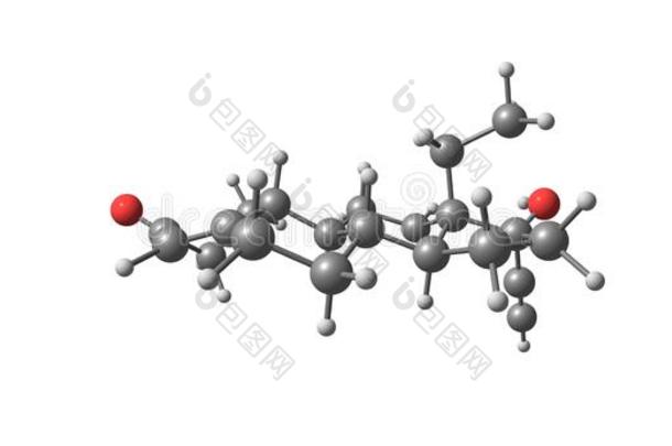 乙羟基二降<strong>孕</strong>甾烯炔酮分子的结构隔离的向白色的