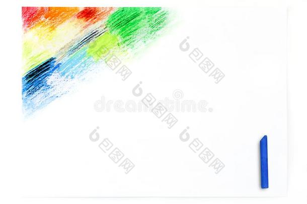 油彩色粉笔用彩色蜡笔画富有色彩的艺术绘画隔离的向白色的佩普