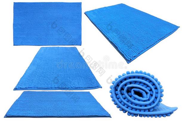 蓝色软的浴室地毯