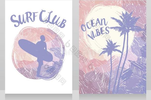 两个横幅为海浪俱乐部和轮廓关于指已提到的人男人和一海浪