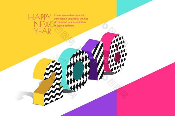 幸福的新的年2018招呼卡片和多色算术采用3英语字母表中的第四个字母