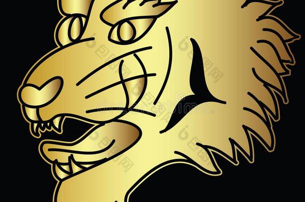 金色的日本人老虎上端文身设计矢量为张贴物.