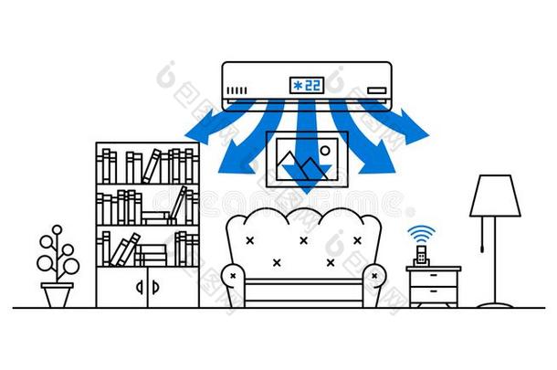 家庭的天空调节器矢量说明
