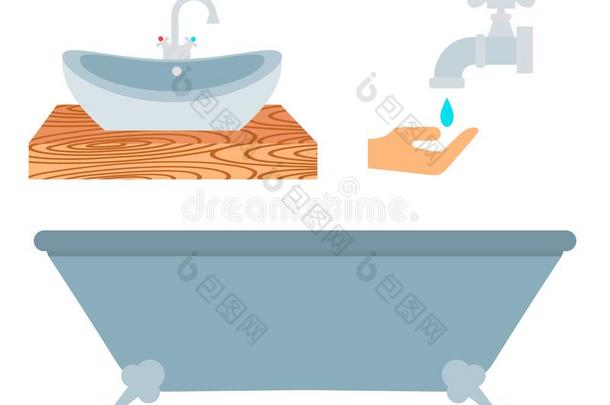浴室偶像过程水储蓄象征卫生洗涤