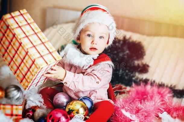 婴儿采用格言帽子圣诞节<strong>open</strong>采用g他的圣诞节现在的