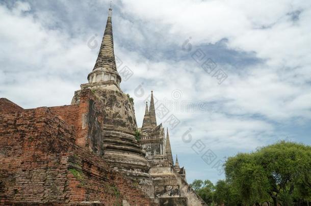 圆形的旅游泰国七月2017-大城府-泰国或高棉的佛教寺或僧院PovertyandHumanResourcesAbstracts斯