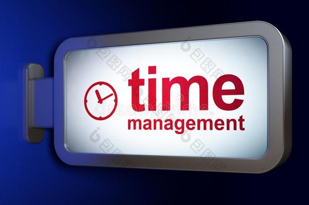 时间观念:时间管理和钟向广告牌背景