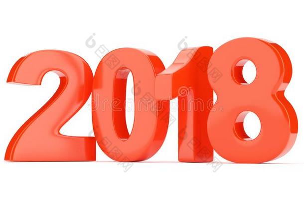 2018新的年轮廓隔离的向白色的背景