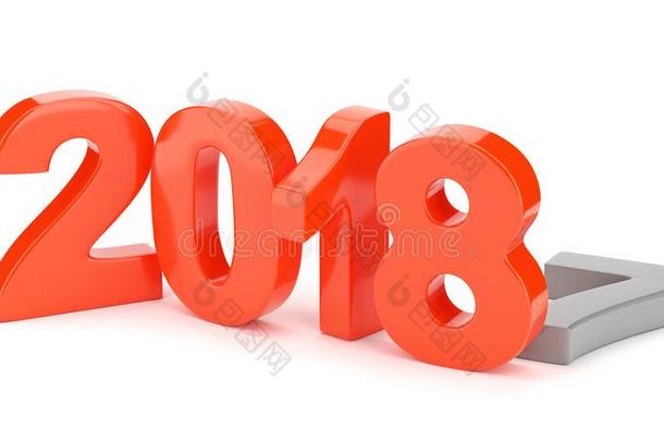 2018新的年轮廓隔离的向白色的背景