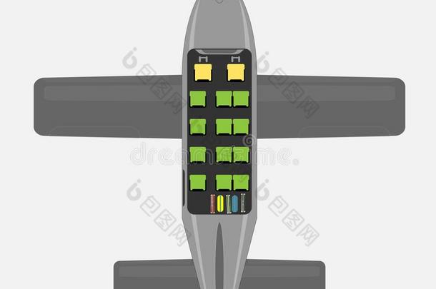 席位地图关于小的乘客螺旋桨飞机
