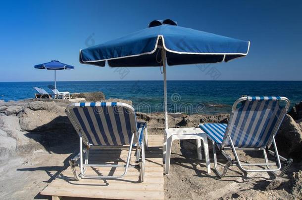 遮阳伞和太阳bedrooms卧室向卡利西亚海滩,罗兹<strong>地貌</strong>名称