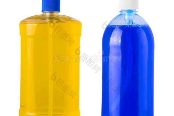 蓝色塑料制品瓶子和<strong>液</strong>体<strong>洗衣</strong>店洗涤剂,清洁阿让