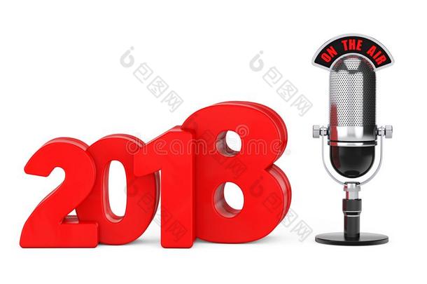 2018新的年观念.红色的2018新的年符号和扩音器一