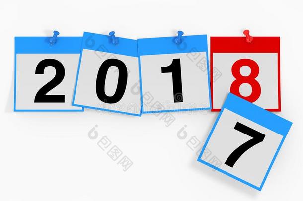 新的2018年开始观念.日历纸和2018新的年
